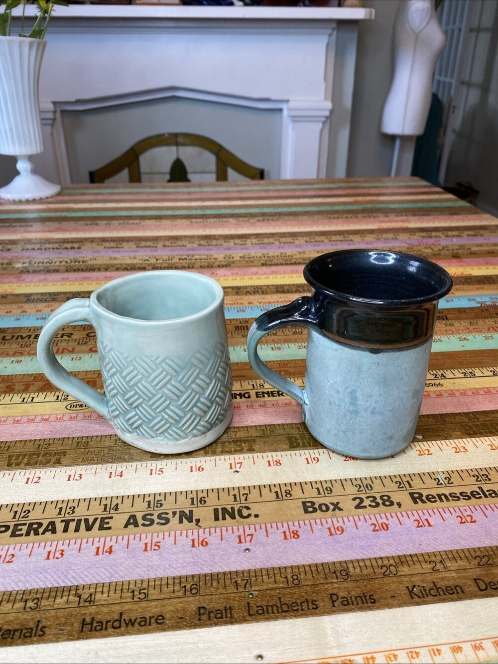 Hand Thrown Art Pottery Tea Coffee Mugs Artist Signed Lot of 2 Handmade